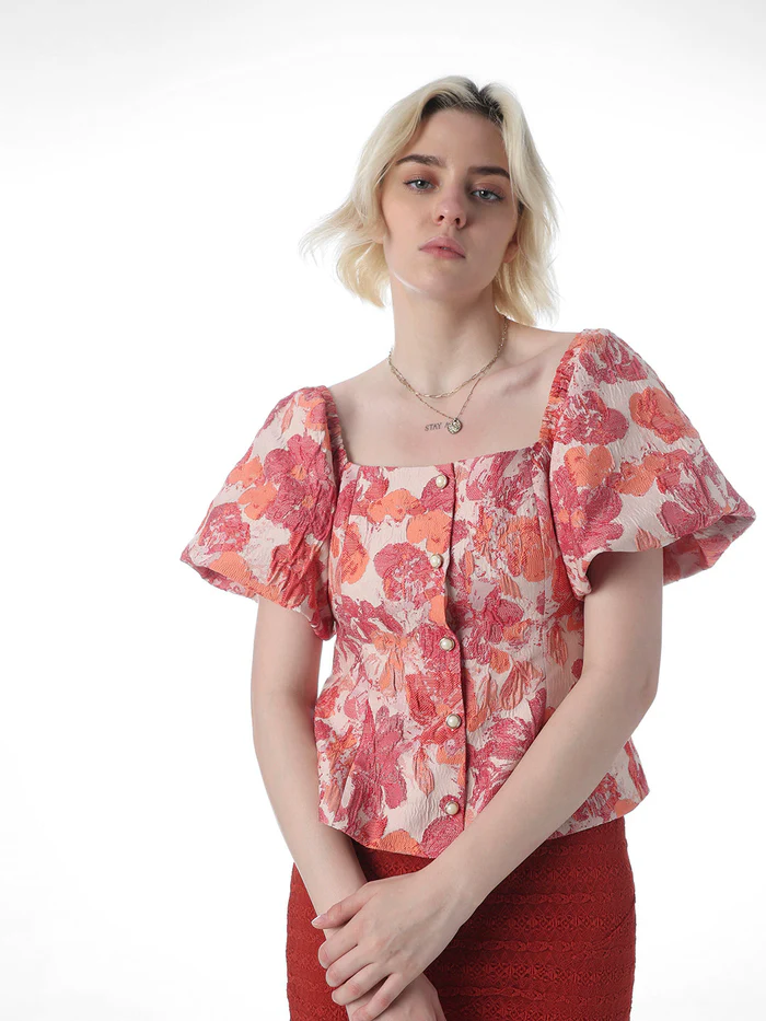 Floral Red Top