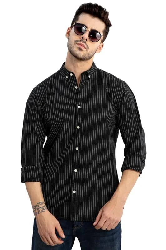 Slim Fit Black Stripe Shirt