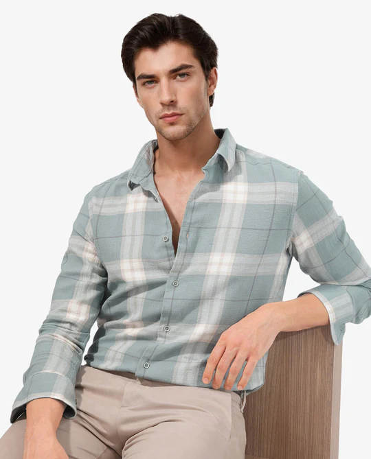 blue checked shirts